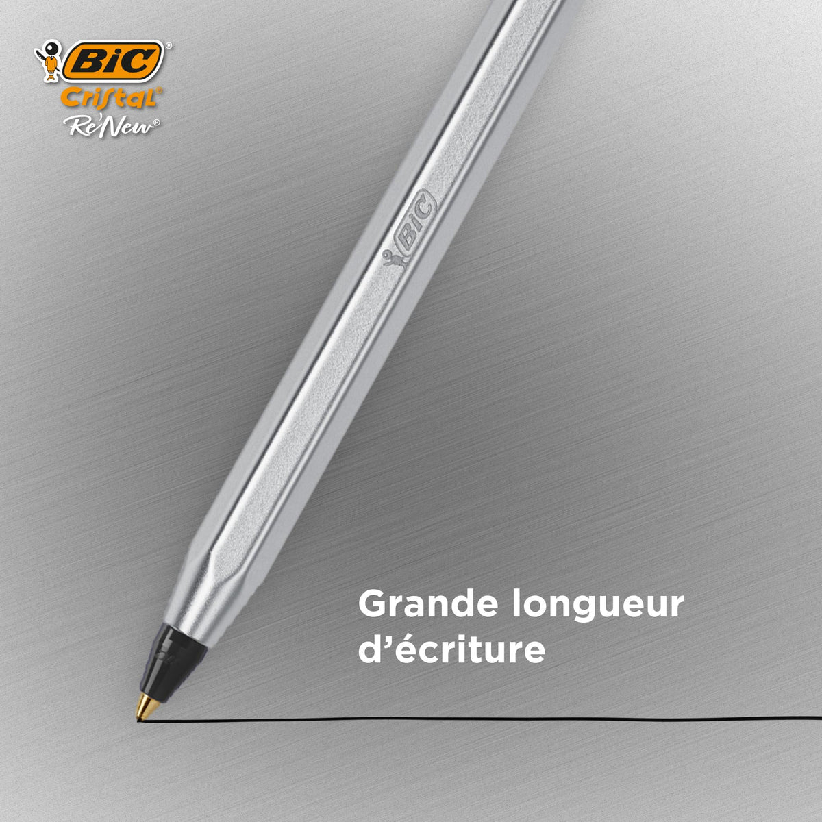 BIC Cristal Re'New, Premium Refillable Ballpoint Pen, in Black and Blue, Pack of 2 Including 2