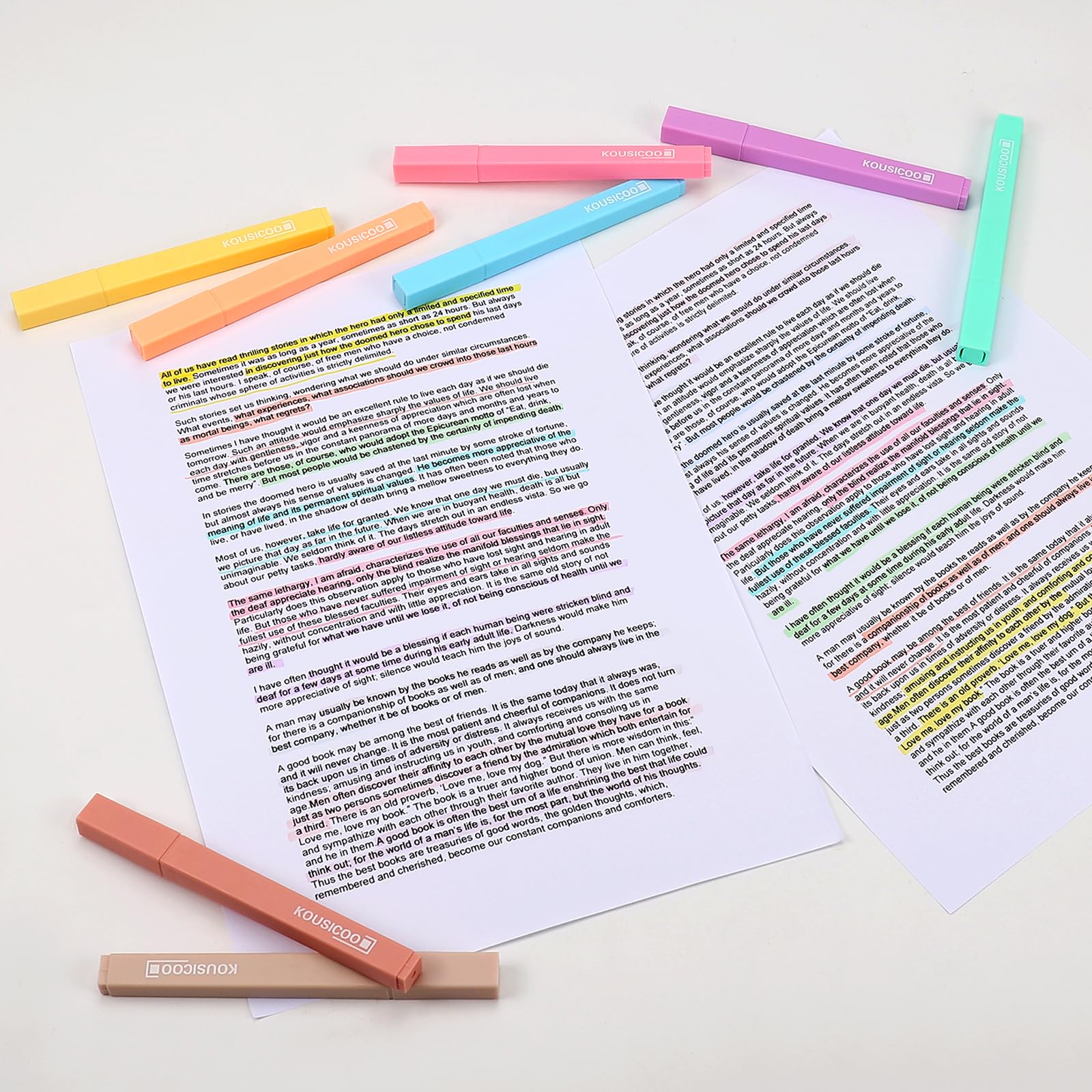 KOUSICOO Aesthetic Cute Pastel Highlighters Set: 12 Assorted Colors Pens No Bleed Bible Markers