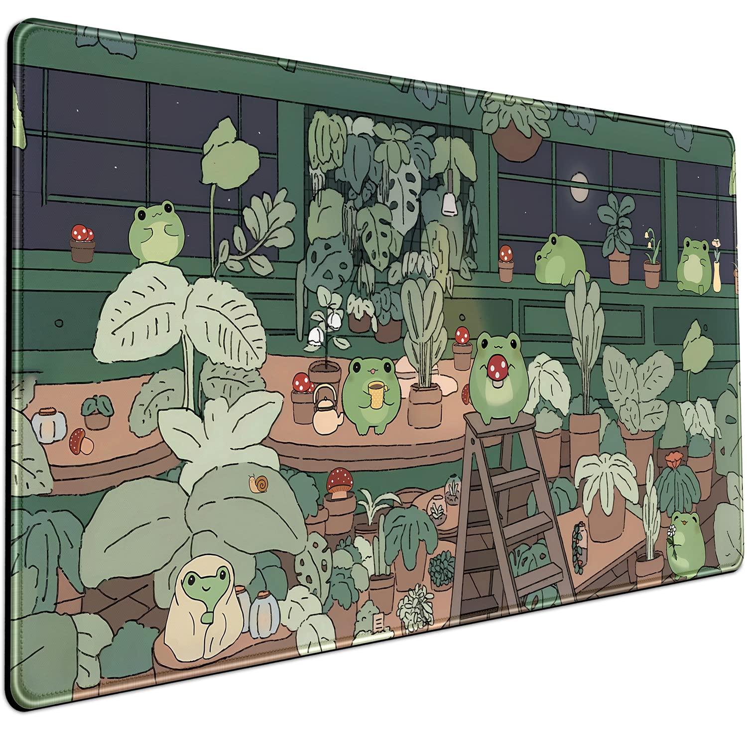 Cute Frog Mouse Pad Desk Pad Kawaii Green Decor Mat, Large Gaming Mouse Pad for Desk Computer