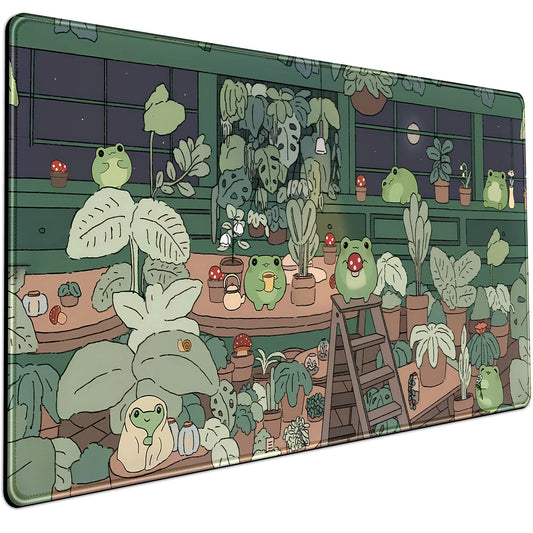 Cute Frog Mouse Pad Desk Pad Kawaii Green Decor Mat, Large Gaming Mouse Pad for Desk Computer