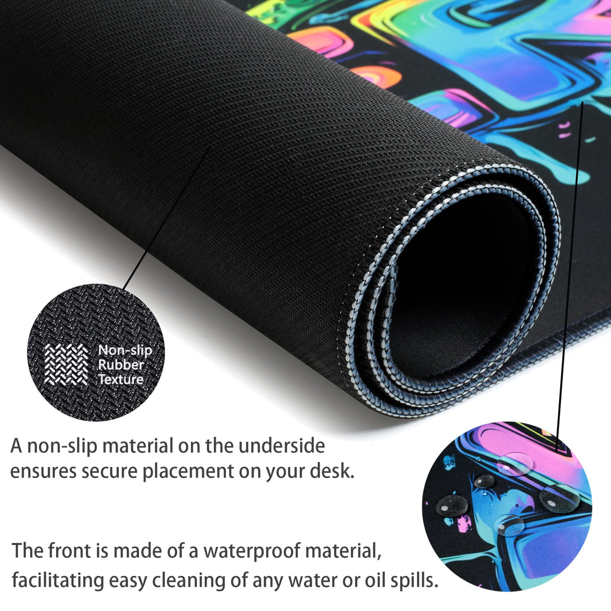 SparkLia Gamer Gaming Mouse Pad, Blacklight Game Controller Horror Skull Waterproof Large Mouse