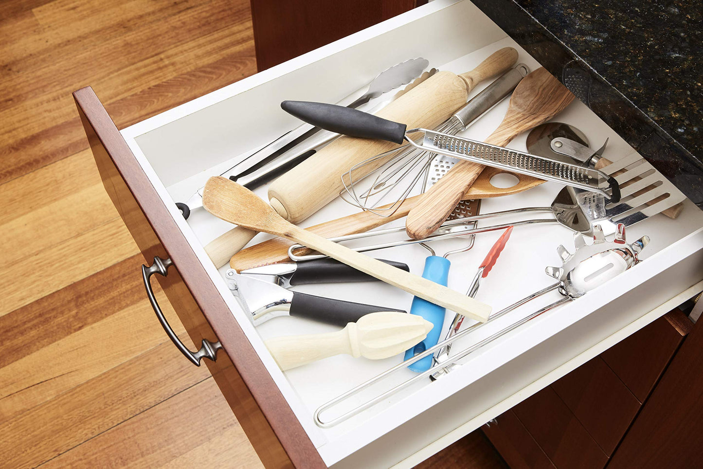 Thomas Grace Homewares Bamboo Kitchen Drawer Organizer Divider Stackable for Deep Drawers. (Set-of