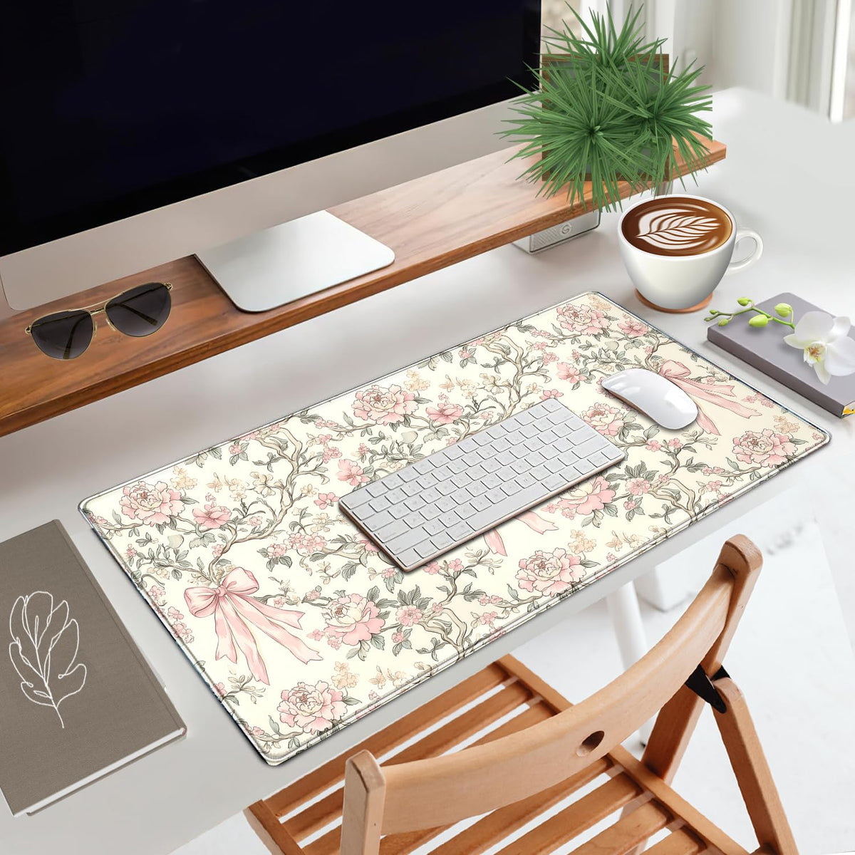 Nasdalgias Floral Desk Mat Vintage Chinoiserie Large Mouse Pad Coquette Aesthetic Office Decor