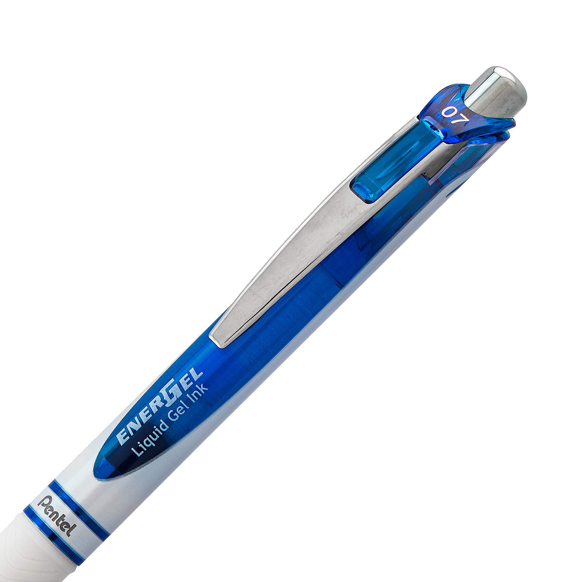 Pentel EnerGel RTX Pearl Retractable Liquid Gel Pen, (0.7mm) Medium Line, Needle Tip, Blue Ink, 12
