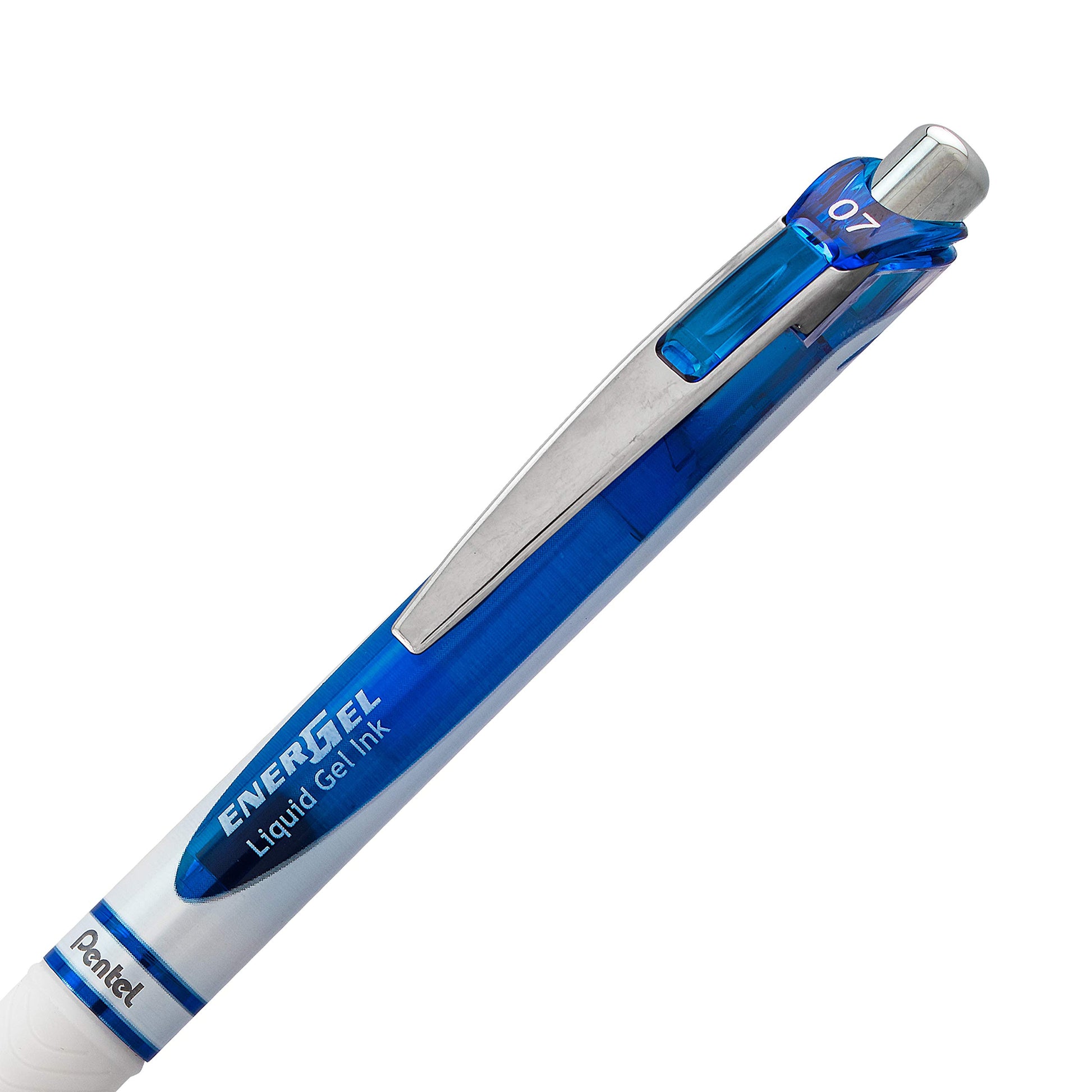 Pentel EnerGel RTX Pearl Retractable Liquid Gel Pen, (0.7mm) Medium Line, Needle Tip, Blue Ink, 12