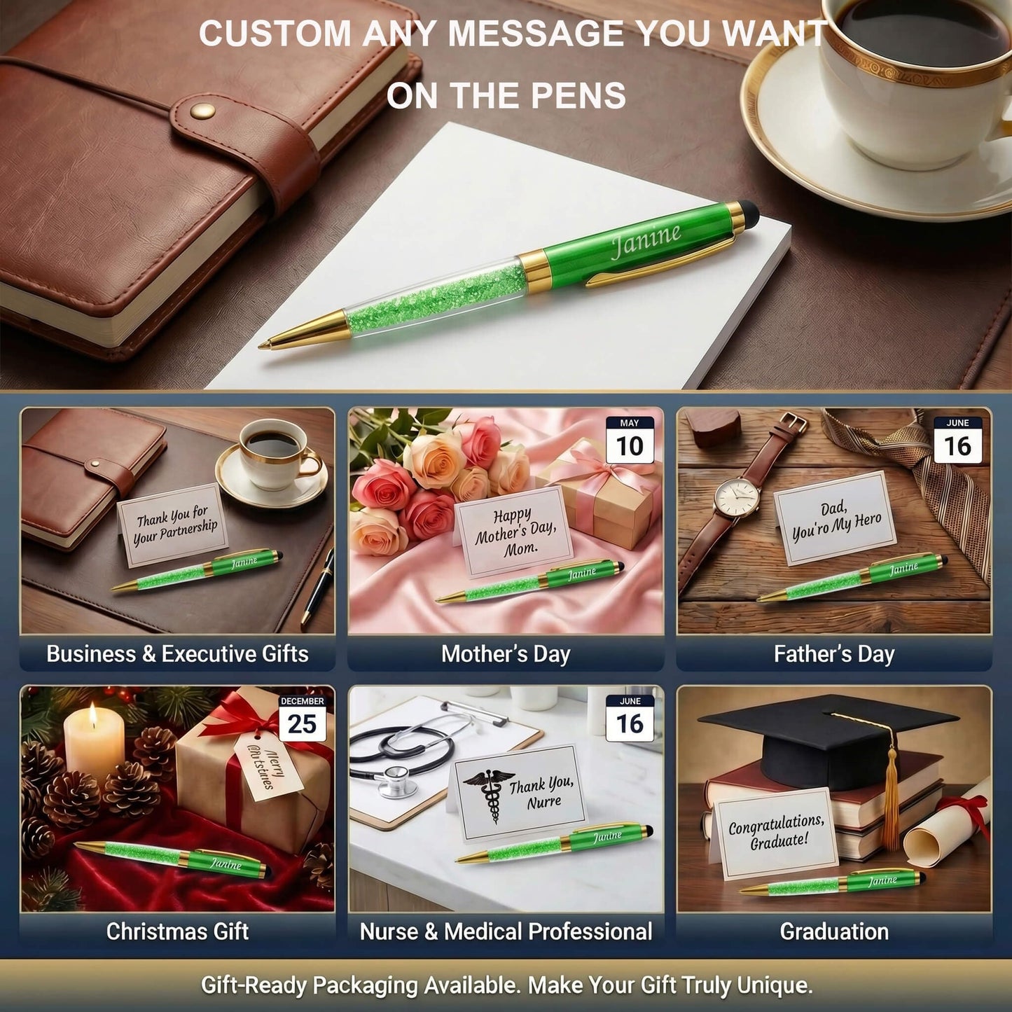 Yastar Personalized Pens Custom Engraved Ballpoint Pen with Stylus Tip