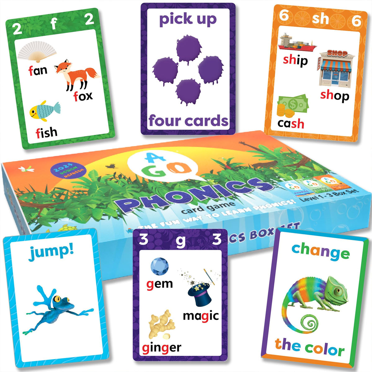 AGO Phonics Card Game for Kids – Learn to Read, 3 Levels, 162 Cards