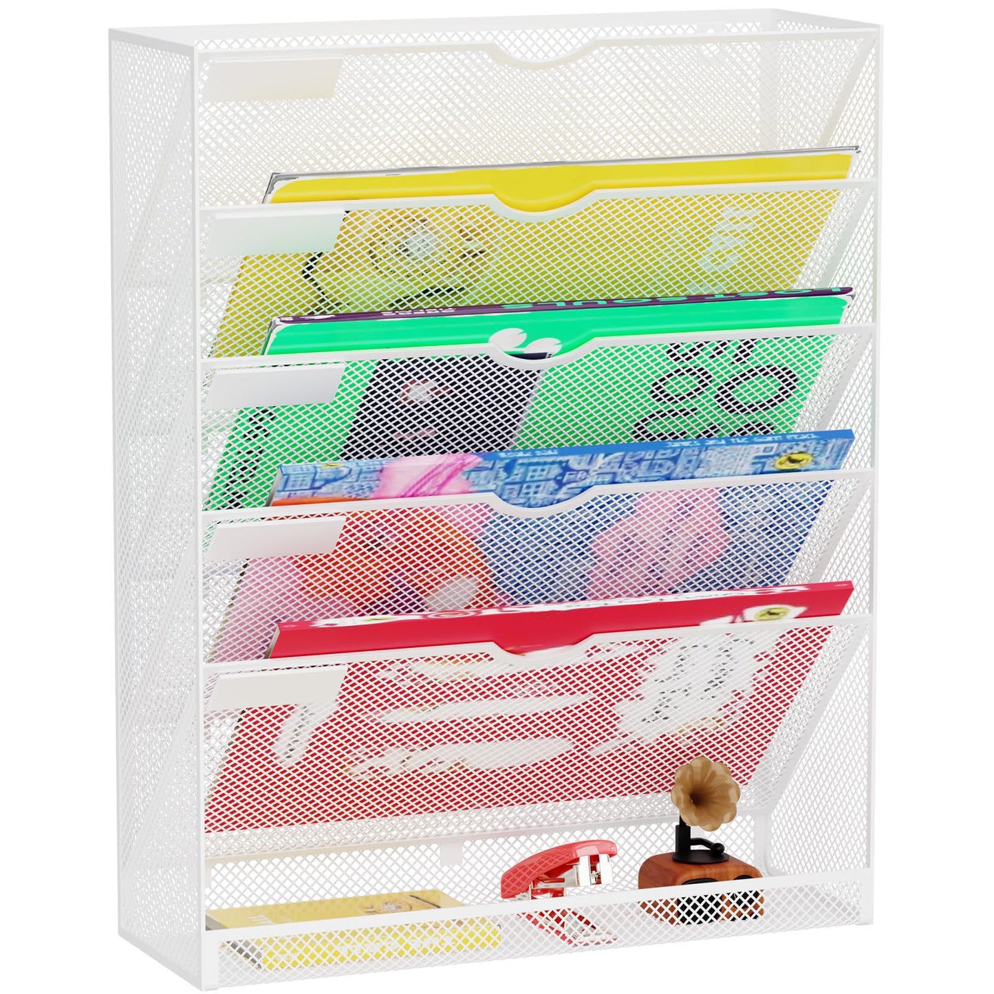 GDINDINFAN Hanging Wall File Organizer 6 Tier Wall Mounted File Holder Document Wall Organizer