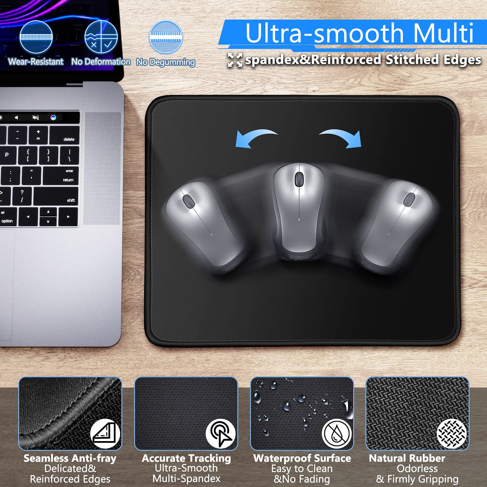 Gimars 3Pcs Memory Foam Keyboard Wrist Rest, Mouse Pad Wrist Support for Easy Typing Pain Relief