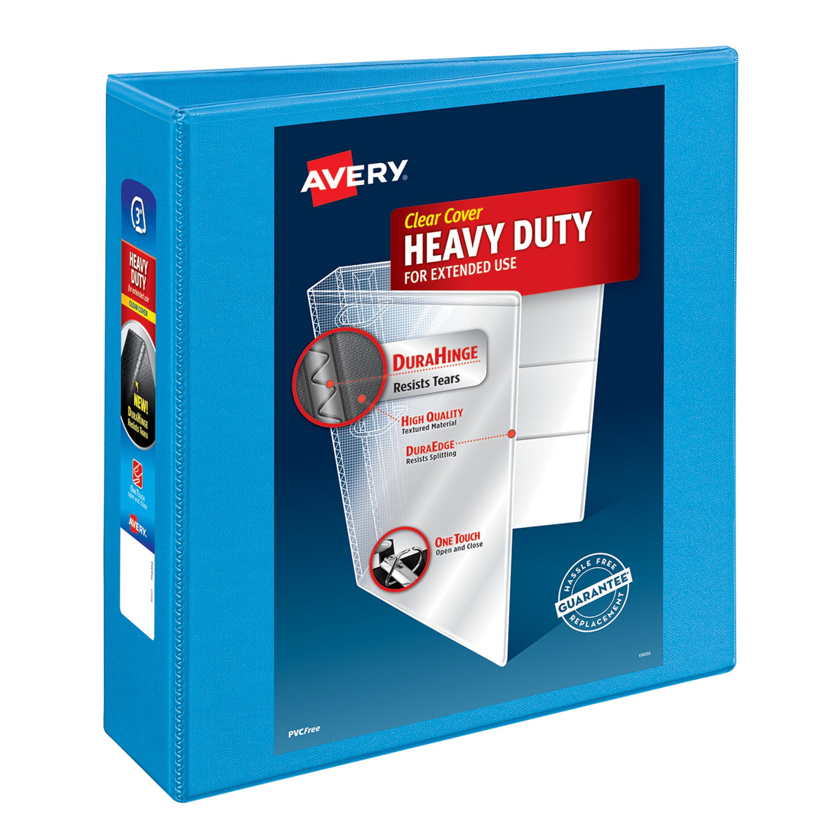 Avery® Heavy-Duty View 3 Ring Binder, 3" Rings, 1 Light Blue Binder