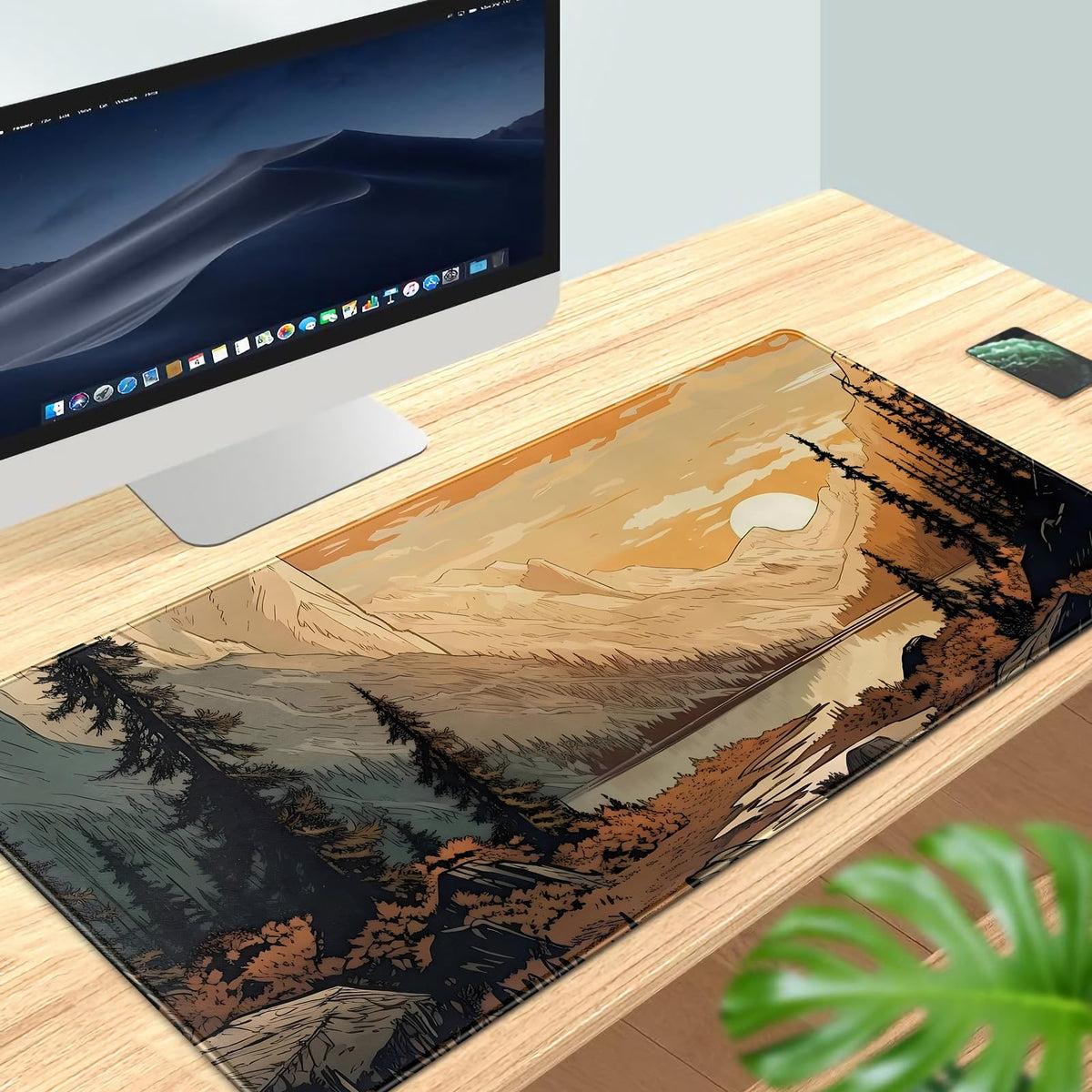 Sunset Mountains Desk Mat Aesthetic Large Mouse Pad XXL Extended Gaming Mousepad Nature Landscape