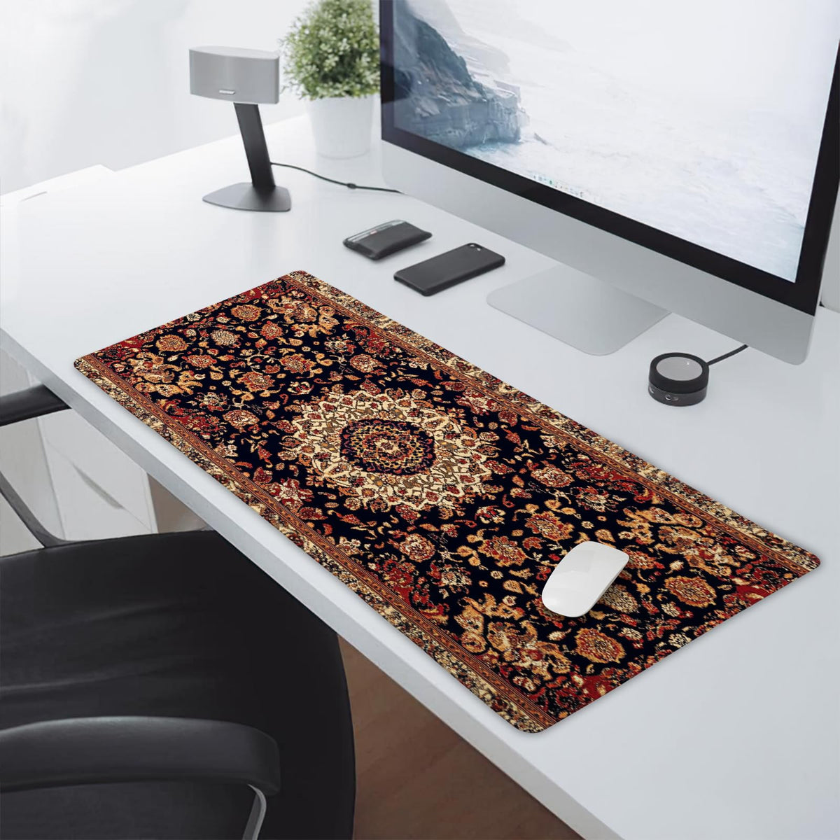 Vintage Rug Gaming Mouse Pad XL Dark Brown Retro Carpet Aesthetic Extended Large Mat Mousepad Desk