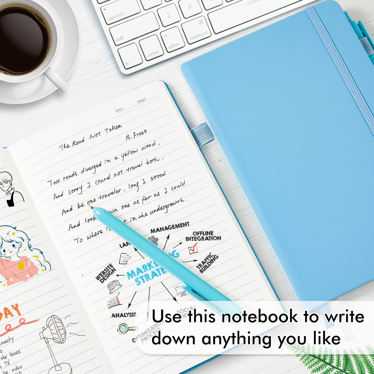 feela 5 Pack Notebooks Journals Bulk, Hardcover Classic Ruled Lined Journals with Pen Holder for