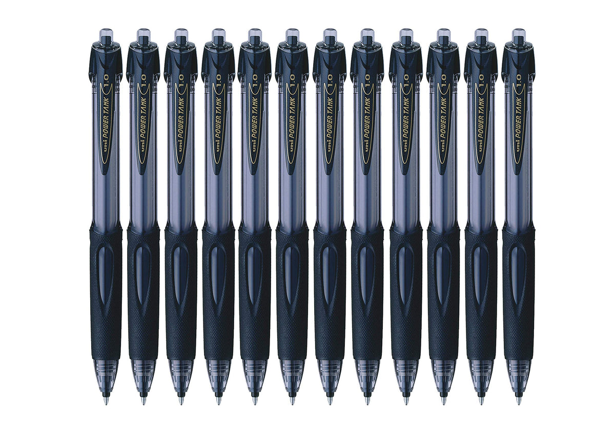 uni-ball 768184000 SN-220 Power Tank Broad Retractable Ballpoint Pens - Black (Pack of 12)
