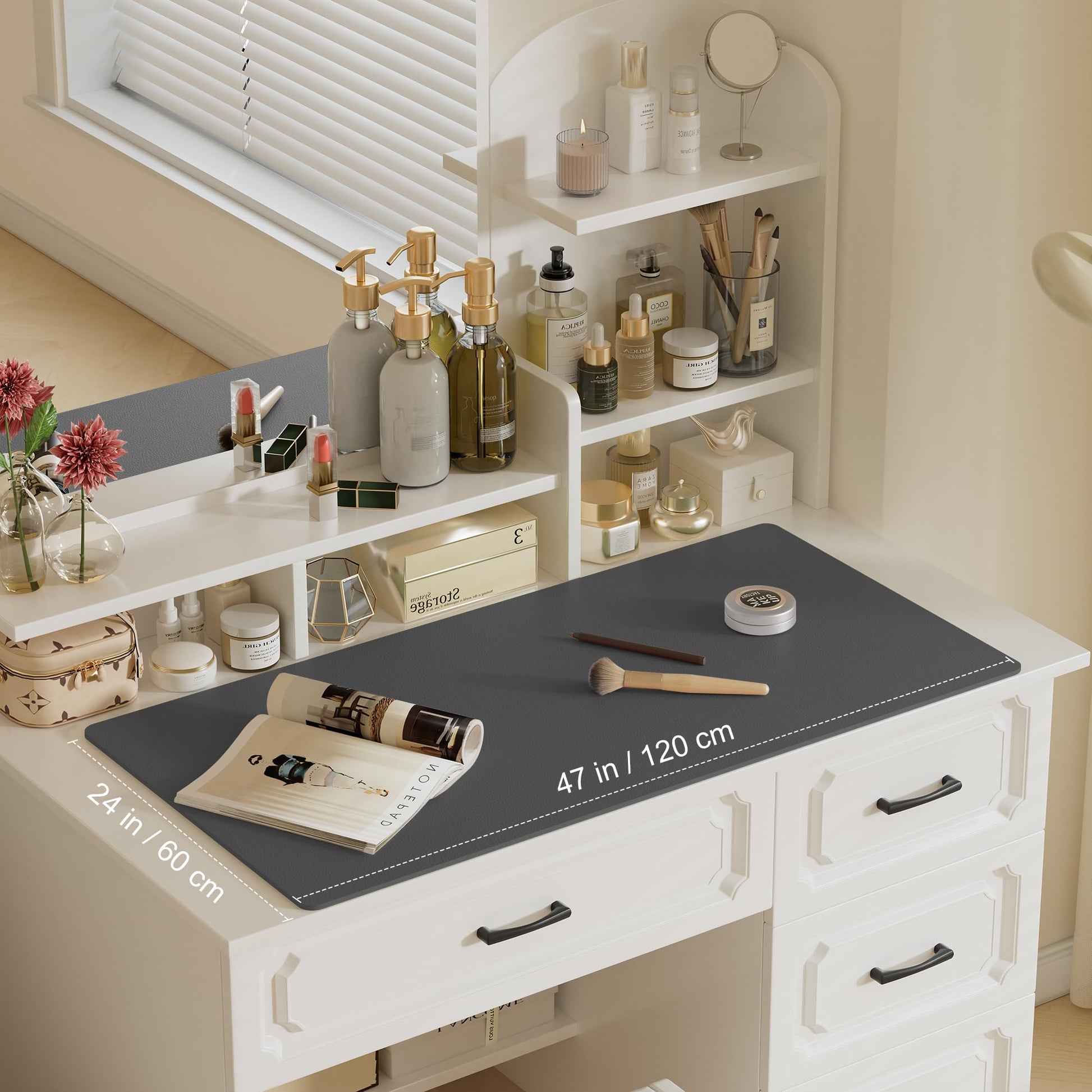 Aothia Leather Desk Pad Protector, Office Desk Mat, Large Mouse Pad, Laptop Desk Pad, Non-Slip PU
