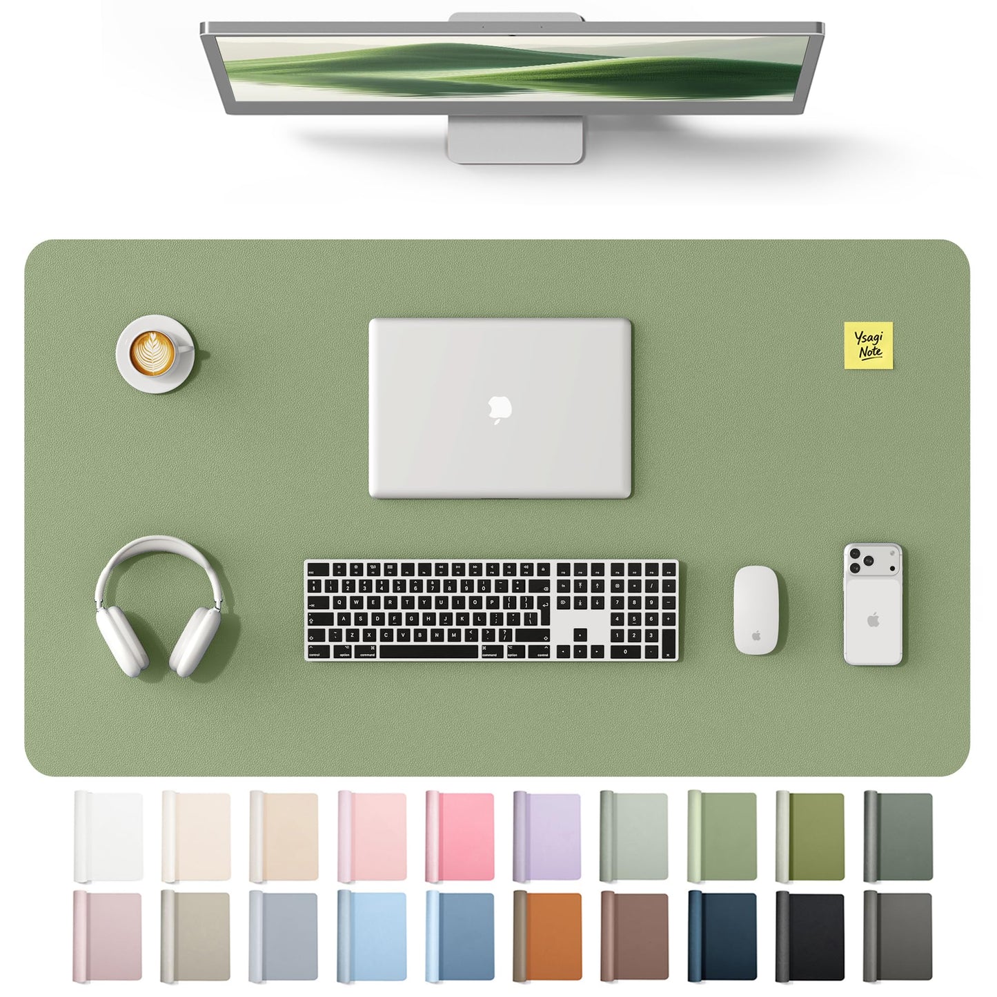 YSAGi Leather Desk Protector, Office Mat, Large Mouse Mat, Non-Slip PU Leather Blotter, Laptop Desk