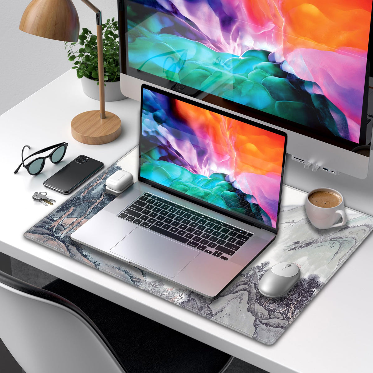 LL-COEUR XXL Landscape Gaming Mouse Pad Computer Keyboard Mat Office Desk Pad (Landscape 1, 23.6" x