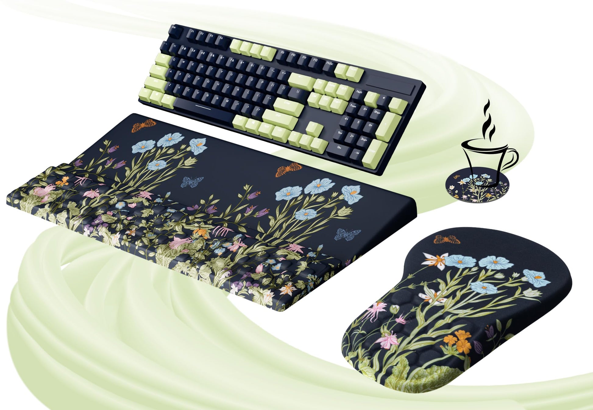 Ospelelf Ergonomic Mouse Pad and Keyboard Stand Wrist Rest Set, Memory Foam Comfort, Pain Relief