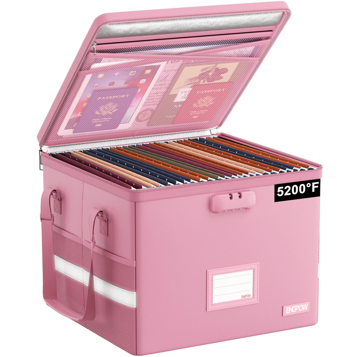 ENGPOW 5200°F File Box Fireproof Document Box with Lock,Heat Insulated Collapsible File Storage