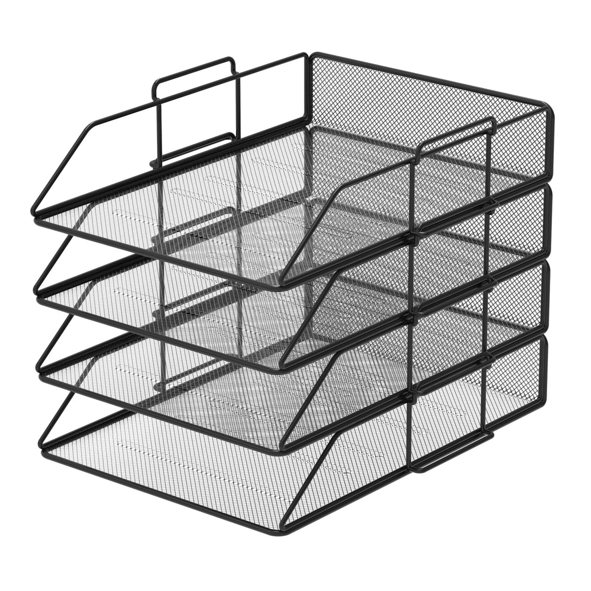 Pack of 2 Mesh Document Trays A4 Size Black. Stackable Trays, Desk Organizer, Desk Drawers, Office