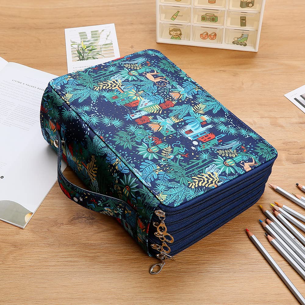 Lbxgap Portable Colored pencil case Jungle pencil case 252 Slots Oxford Fabric Pencil Case with