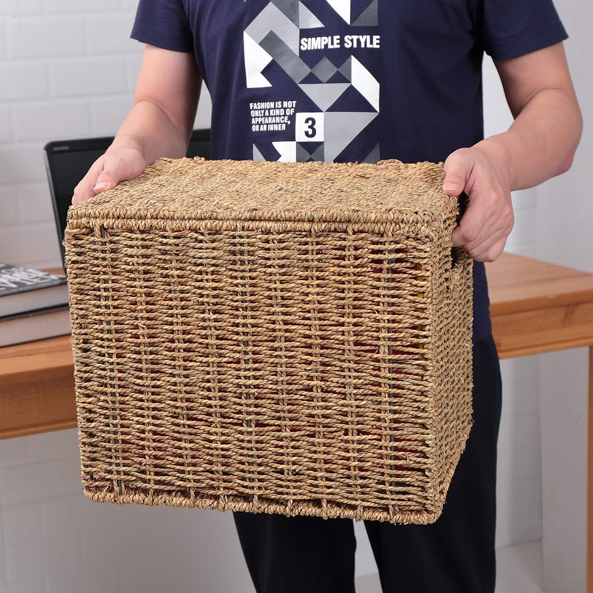 URFORESTIC Seagrass File Filing Cabinet File Box Organizer | Collapsible Letter Size Hanging File