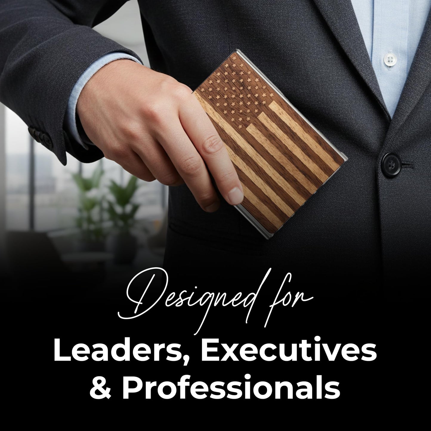 WUDN Handcrafted Wooden Business Card Holder Wallet For Men and Women | Holds Up to 20-25 B-Cards