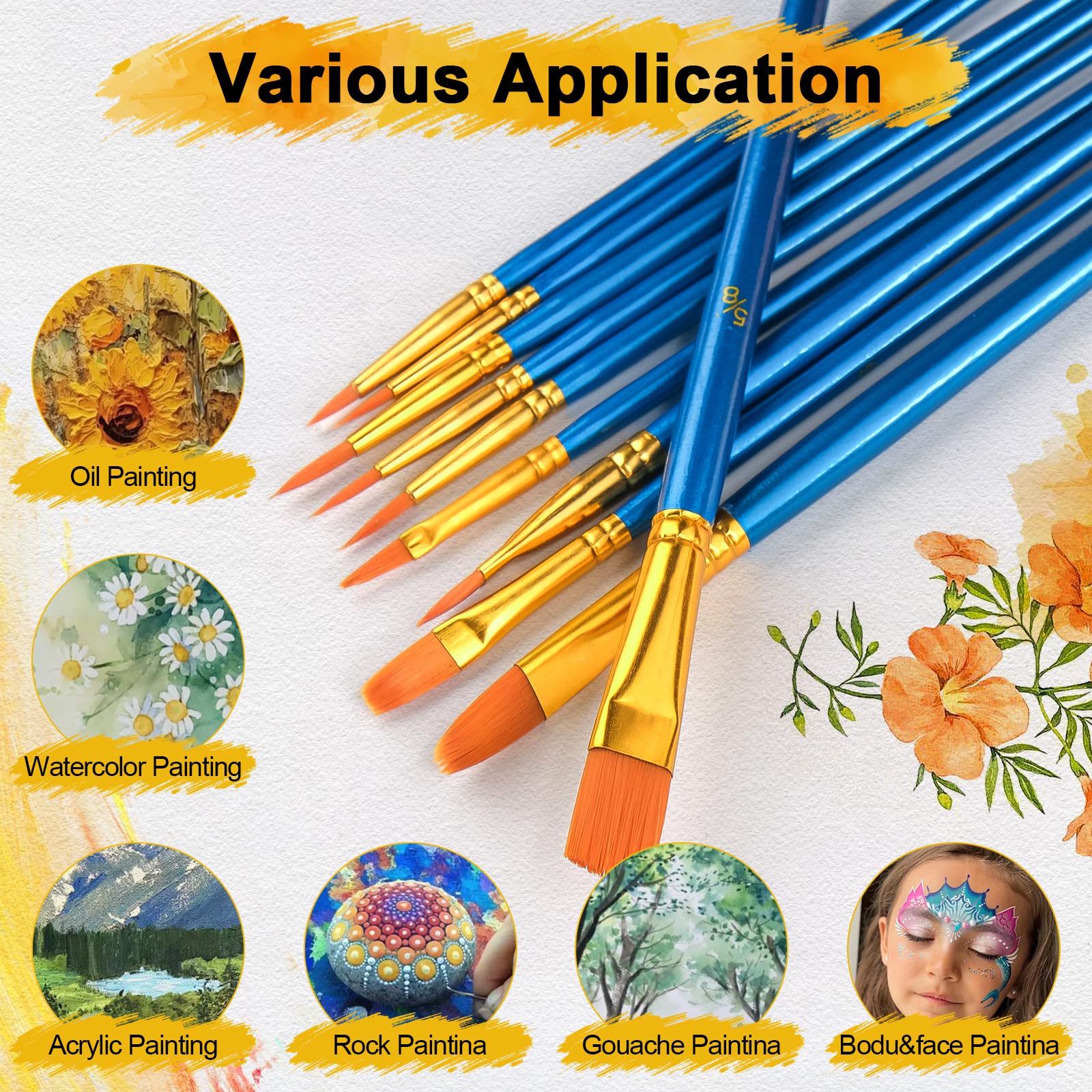 Acrylic Paint Brushes Set, 160Pcs Round Pointed Tip Artist Paintbrushes for Acrylic Painting Oil