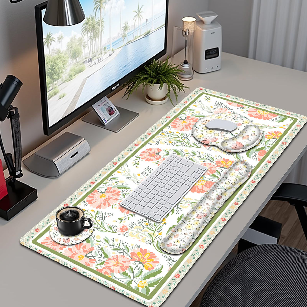 NXZGO Desk Mat, 4in1 Large Mouse Pad with Wrist Rest, Cute Desk Mat, Anti-Slip XXL Computer