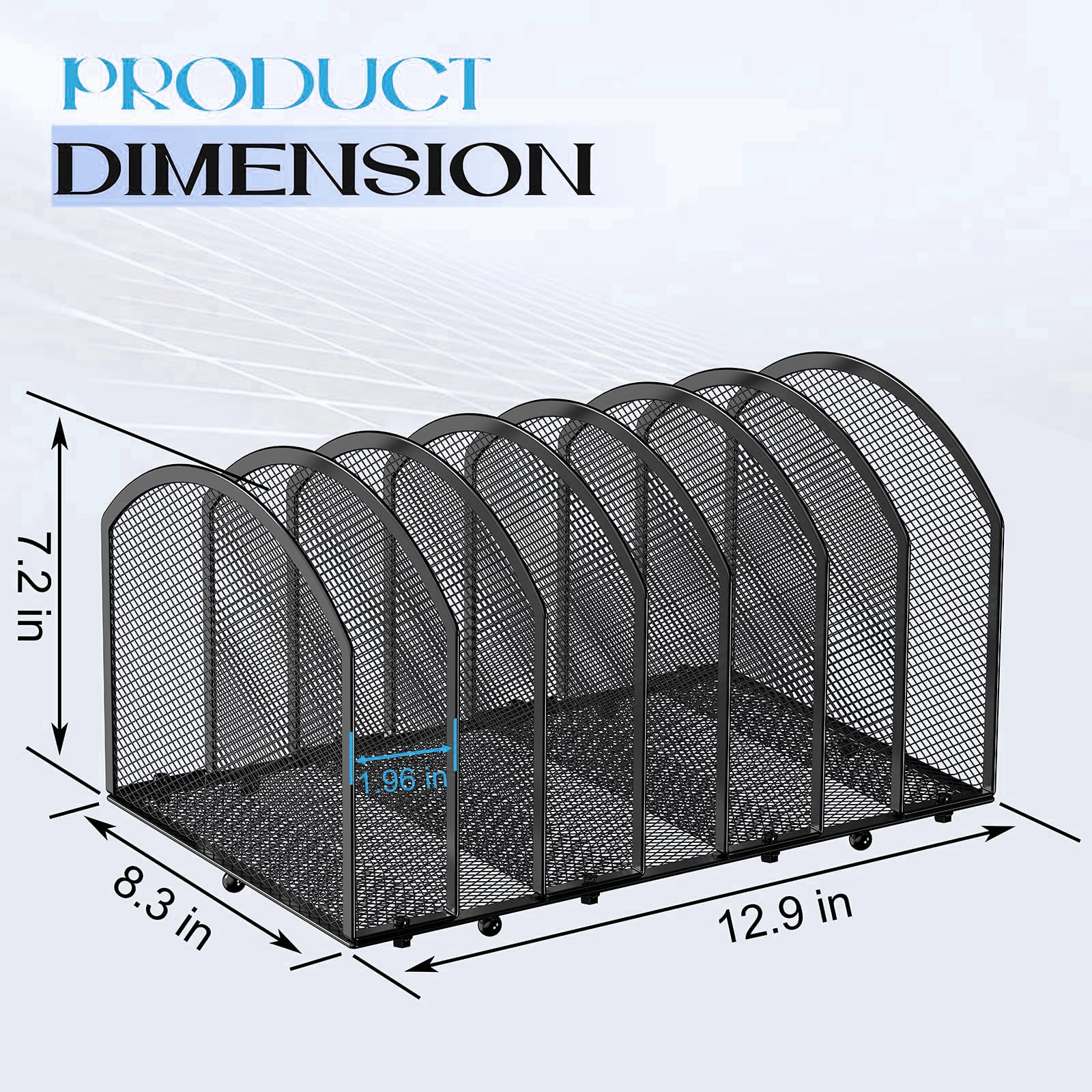 Gawerk 7-Section Desk File Organizer, Mesh Desktop File Sorter for Office