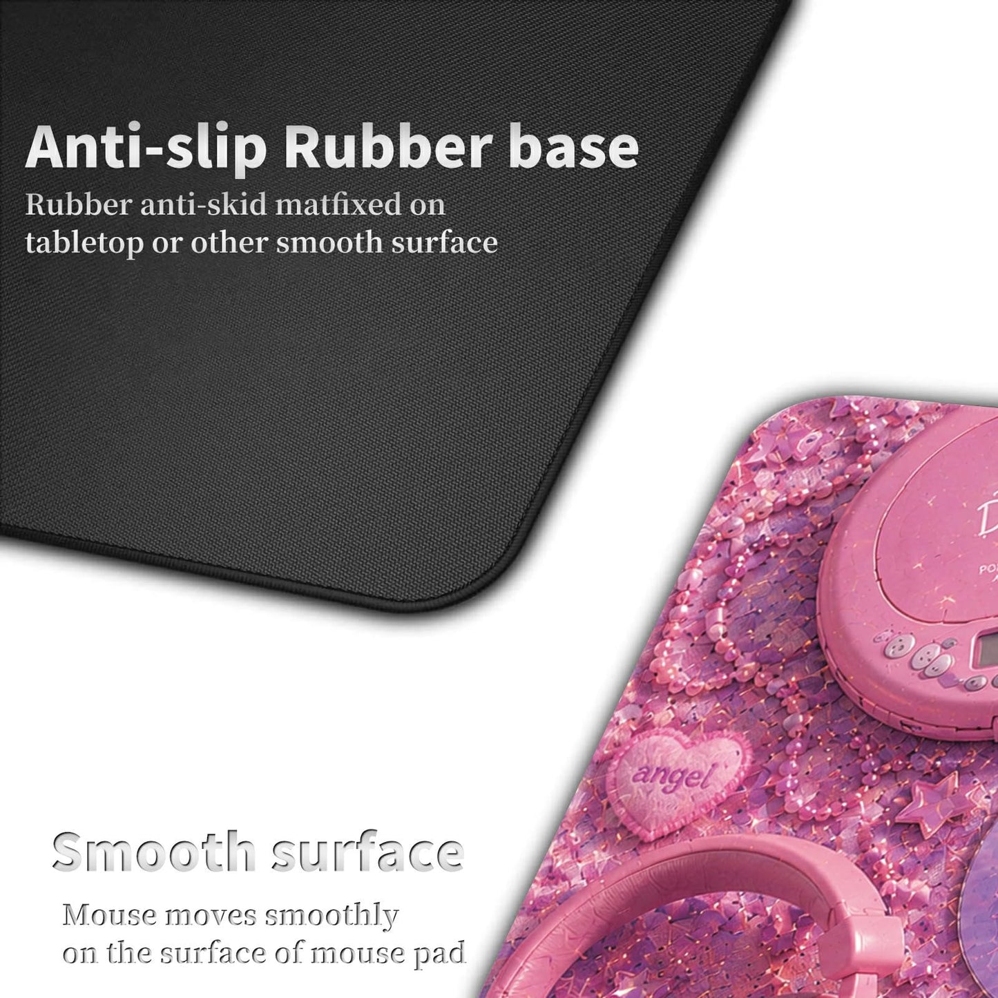 Pink Music Collage Large Mouse Pad, 31.5 x 11.8 in Extended Desk Mat