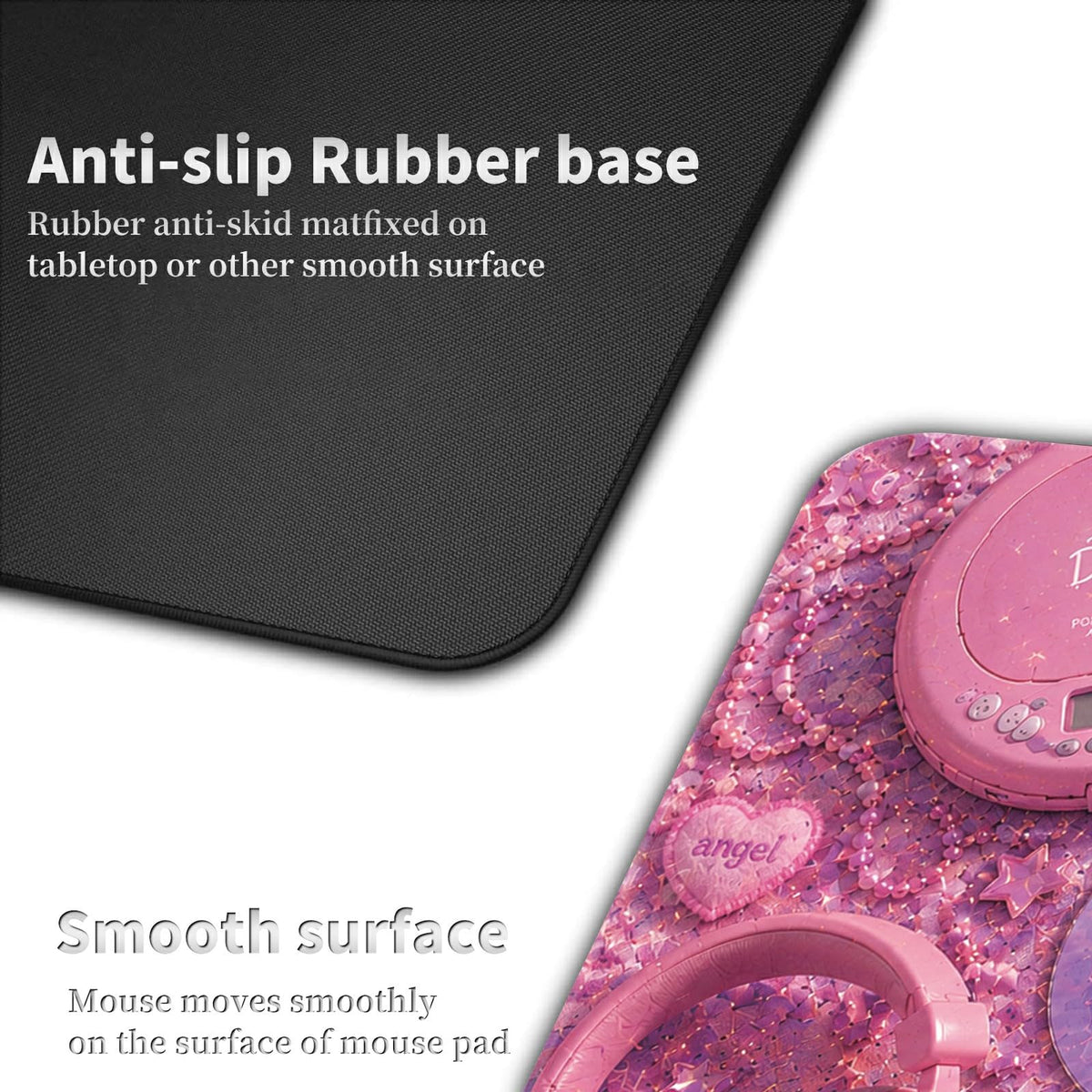Pink Music Collage Large Mouse Pad, 31.5 x 11.8 in Extended Desk Mat