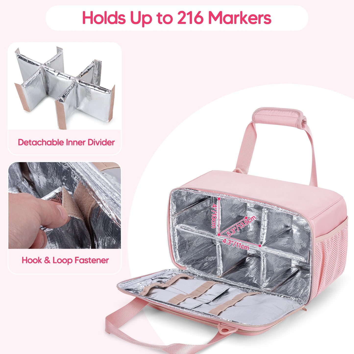 Prokva Marker Organizer Case for 216 Markers, Large Marker Storage Bag