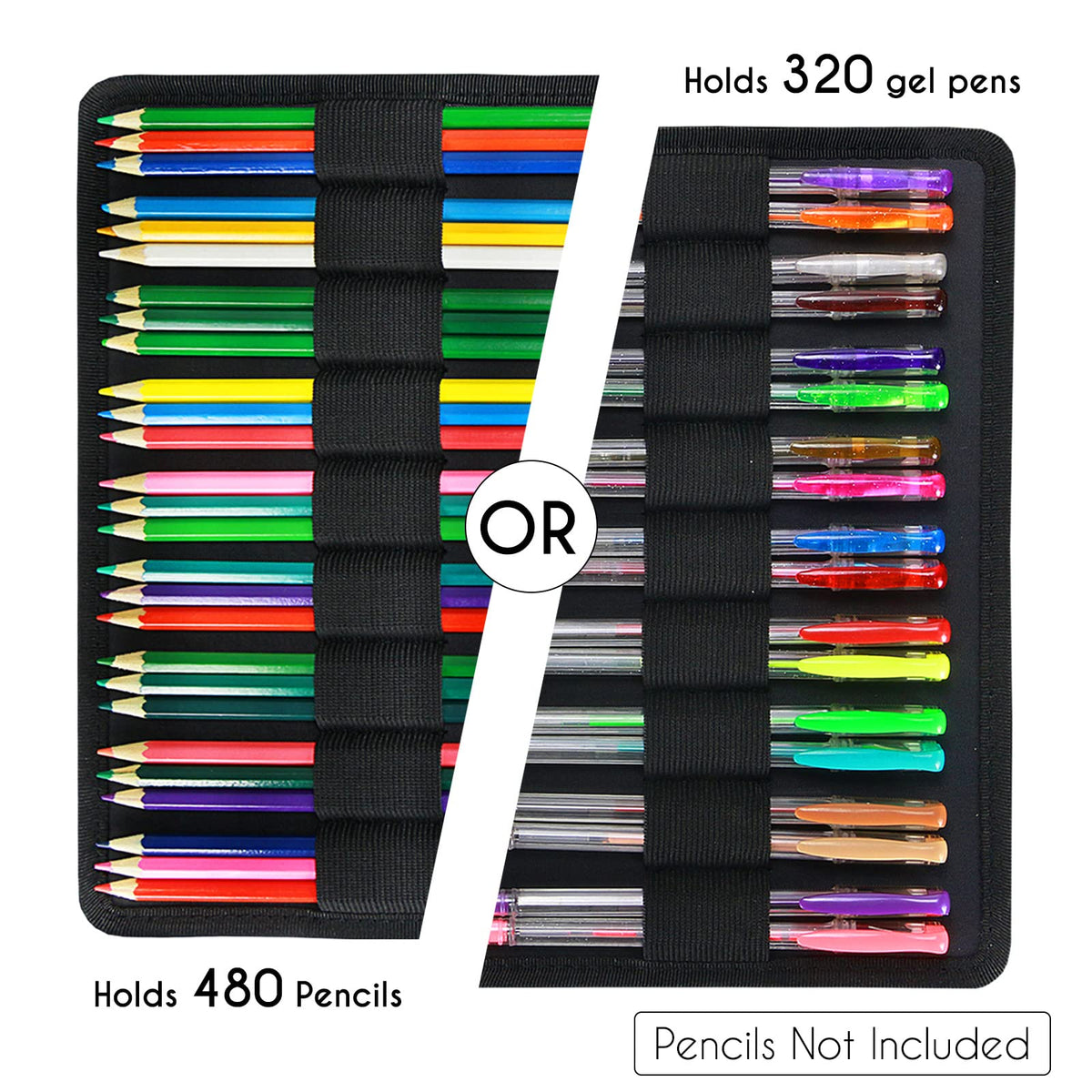 YOUSHARES 480 Slots Colored Pencil Case - Big Capacity Pen Case Organizer with Multilayer Holder