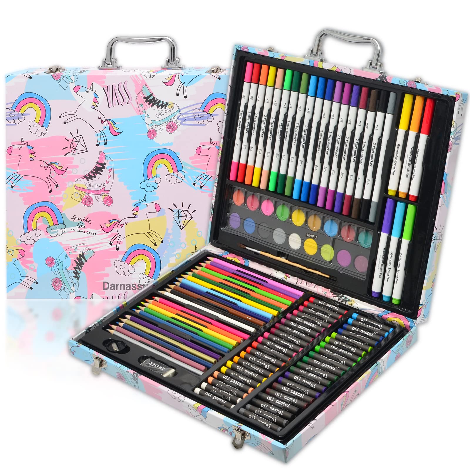 Darnassus 132-Piece Art Set, Deluxe Professional Color Set, Creating Gift Box, Art Set Crafts