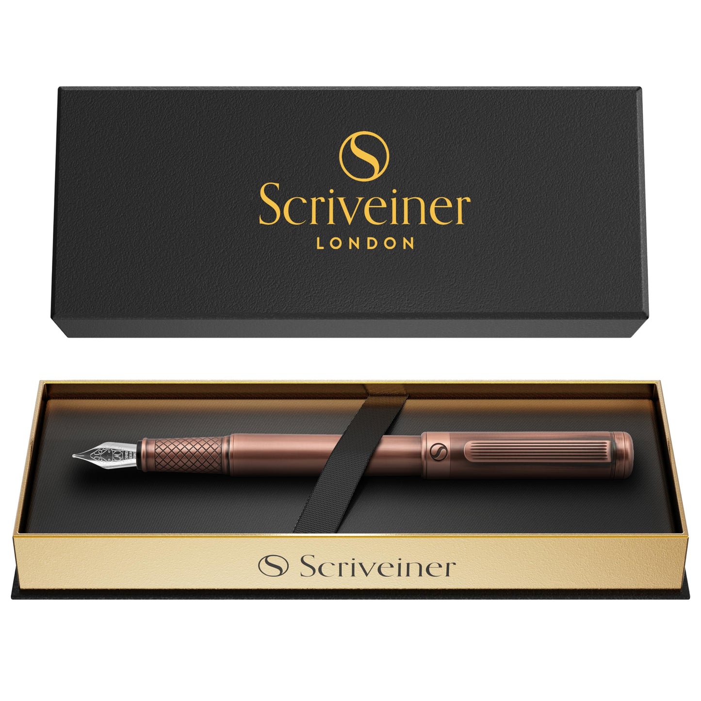 Scriveiner Luxury Fountain Pen - Stunning Copper Luxury Pen, Schmidt Gilded Nib (Medium)