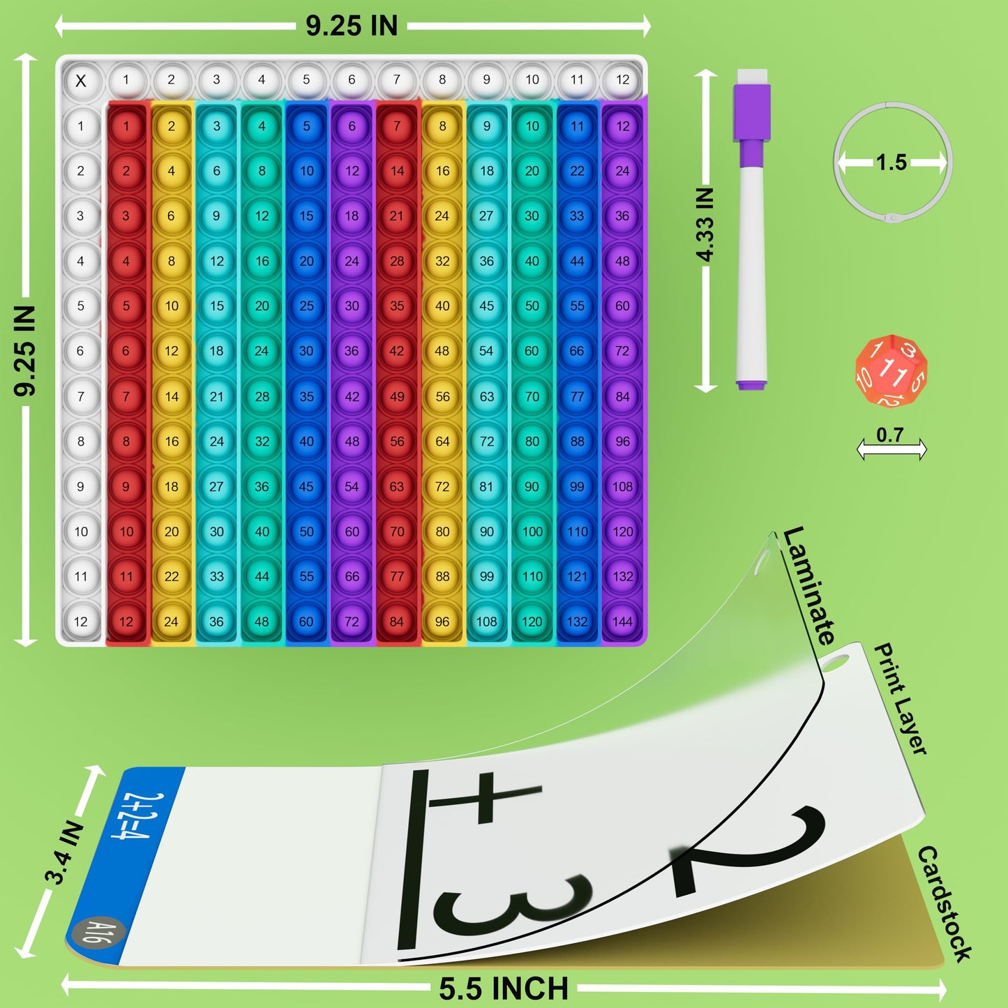 Math Games for Kids - Math Flash Cards - Interactive Practice Kit Pop It Practice with Addition