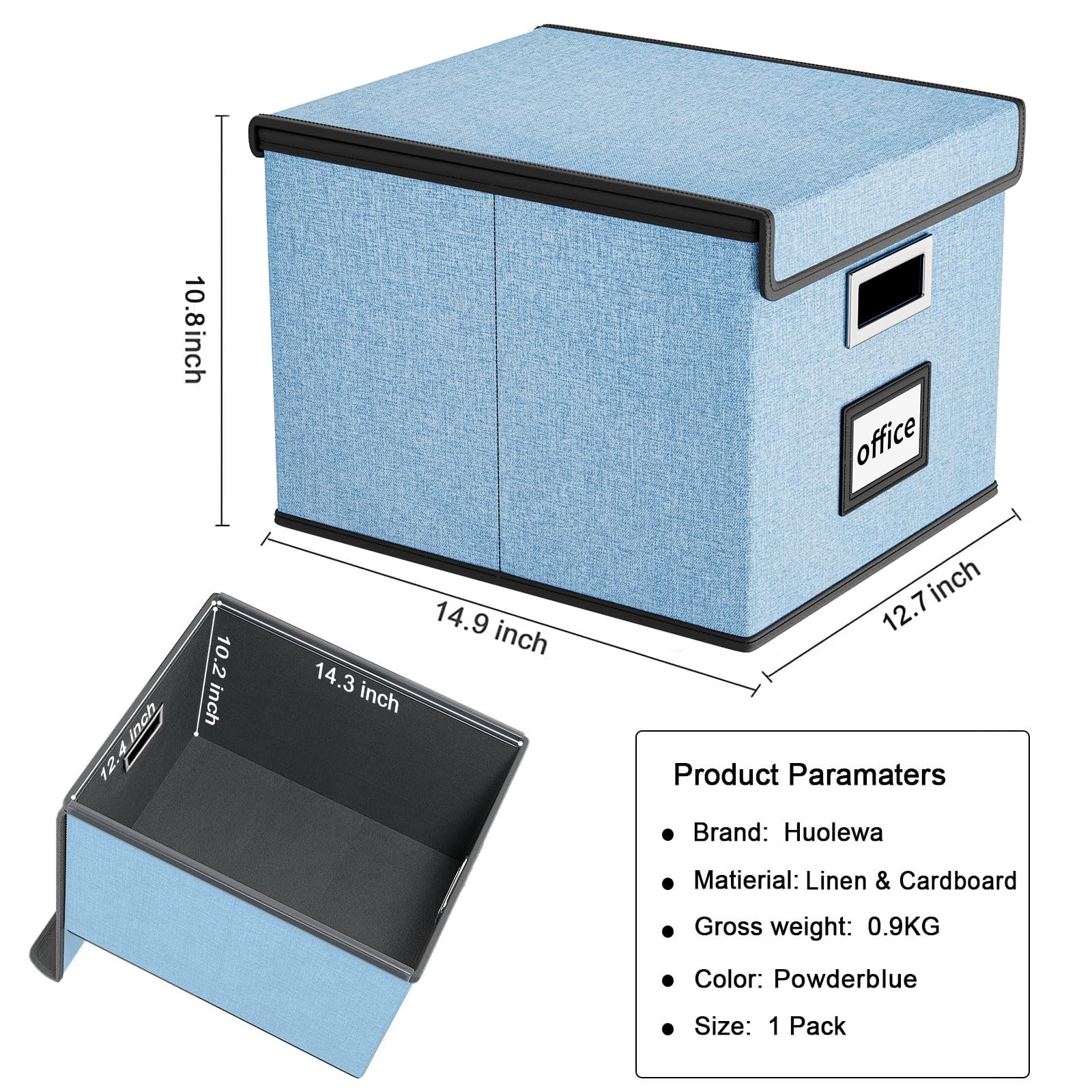 Huolewa File Organizer Box with Lids, Collapsible File Folder Organizer