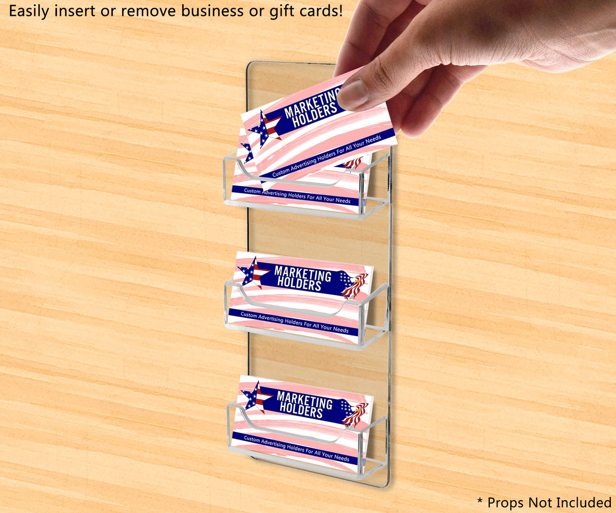 Marketing Holders 6 Pack Wall Business Card Holder with Hanging Hardware 3 Slot Rack for 3.5" x 2"