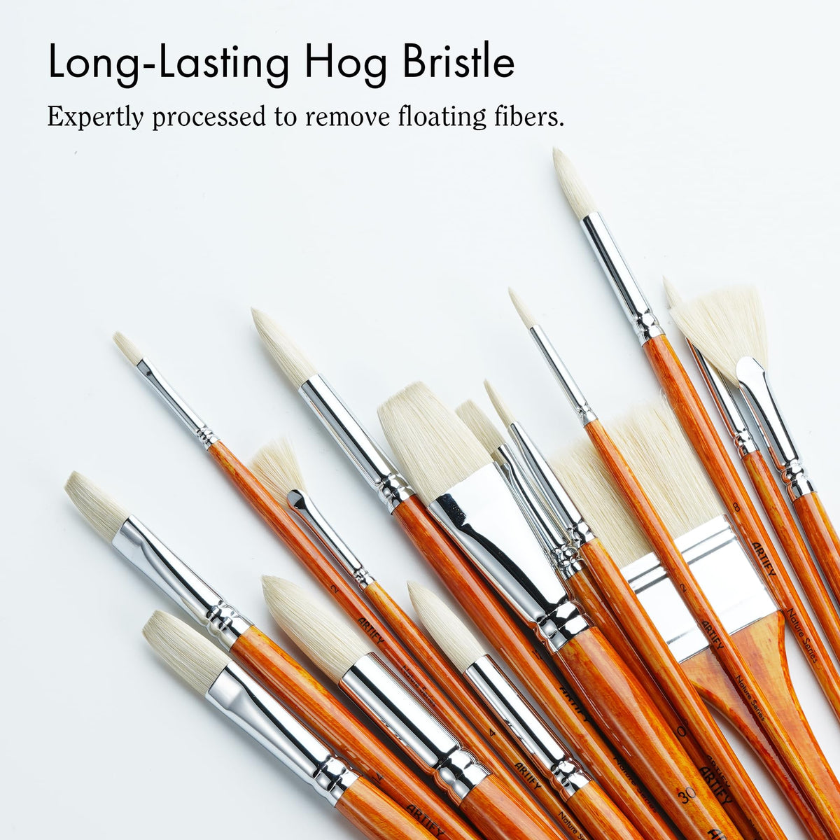 ARTIFY 15-Piece Professional Oil Paint Brush Set - Natural Hog Bristle, No-Shedding, Handcrafted by