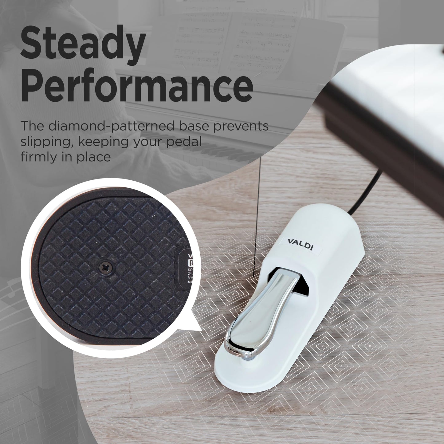VALDI BP-3 Sustain Pedal - Universal Pedal for Keyboard Piano, Digital Pianos, MIDI Keyboards &