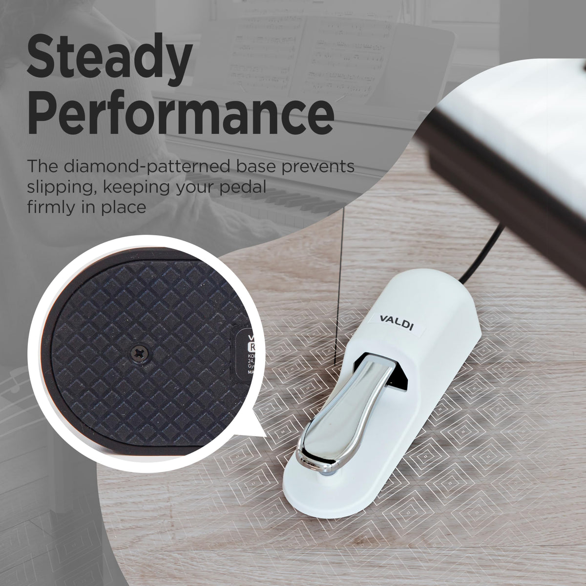 VALDI BP-3 Sustain Pedal - Universal Pedal for Keyboard Piano, Digital Pianos, MIDI Keyboards &
