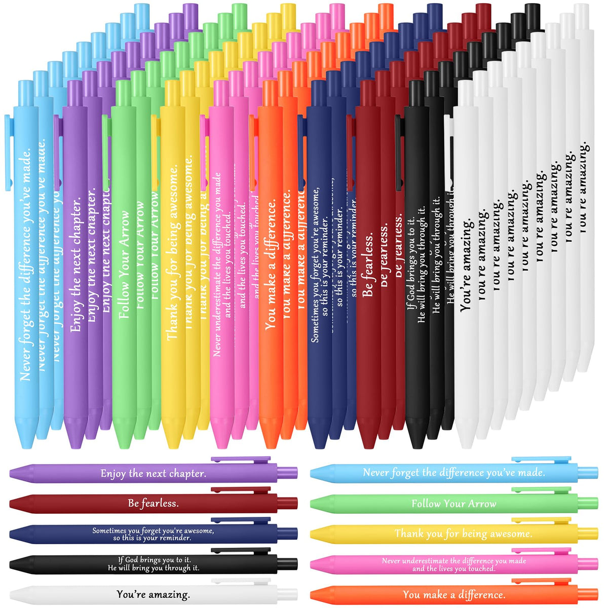 Teling 100 Pcs Inspirational Pens Bulk, Classic Colors, Classic Style