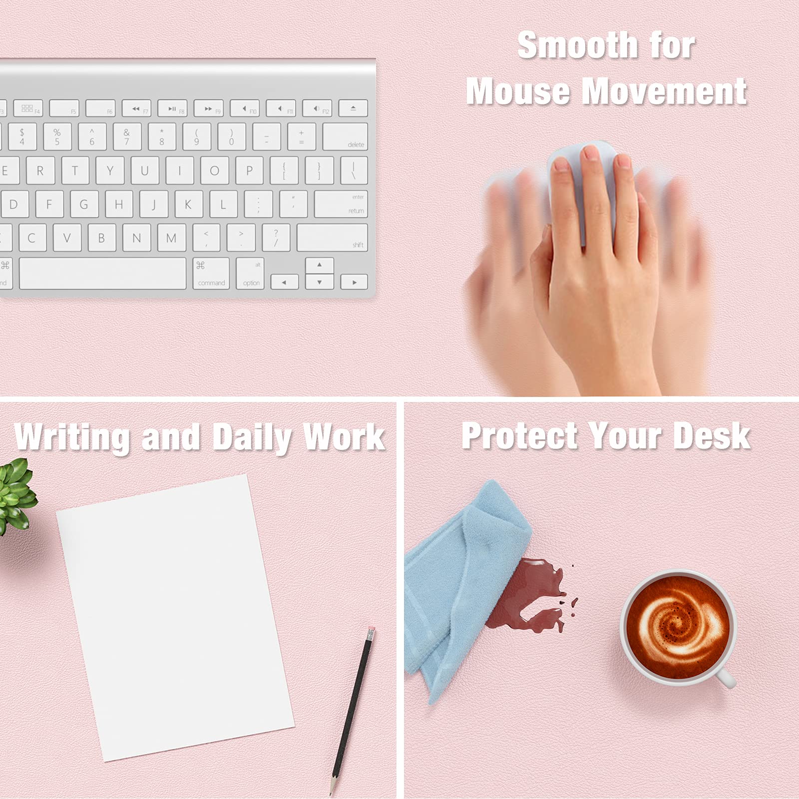 Hsurbtra Desk Pad, 35.5" x 17" PU Leather Desk Mat, XXL Extended Mouse Pad, Waterproof Desktop