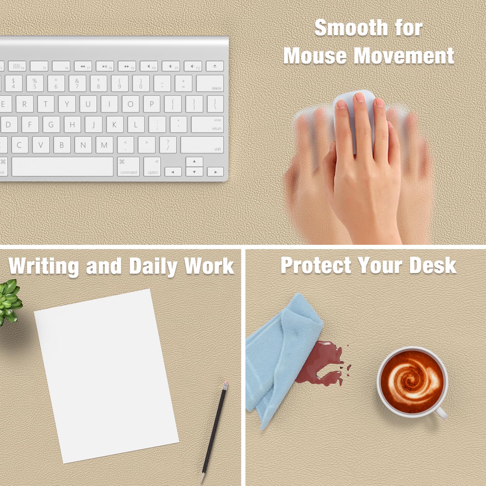 Hsurbtra Desk Pad, 35.5" x 17" PU Leather Desk Mat, XXL Extended Mouse Pad, Waterproof Desktop
