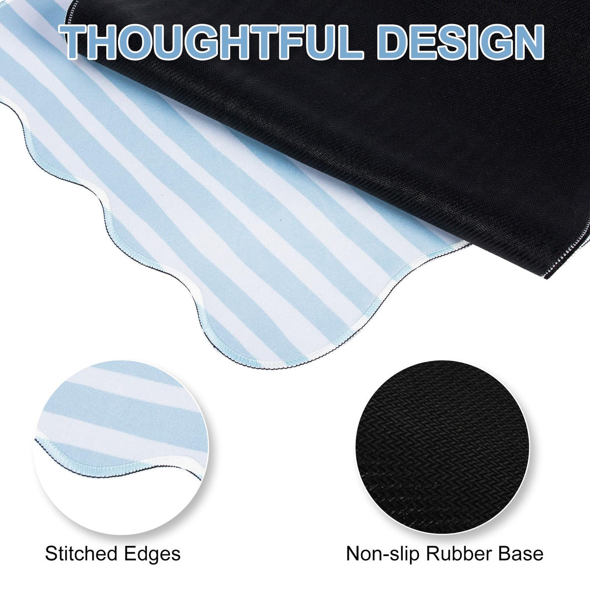 L-SPOUTTO Blue Striped Mouse Pad,Scalloped Desk Mat XXL Large Geometric Gaming Mousepad,35.4x15.7in