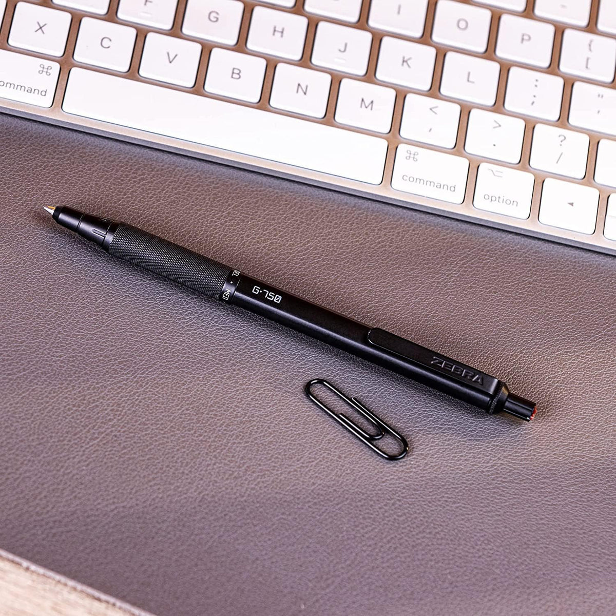 Zebra Pen G-750 Black Brass Retractable Gel Pen, Blue Ink, 0.7mm, 2-Pack