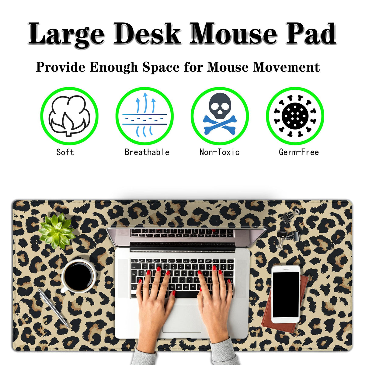Samgula Large Desk Pad Black and Yellow Long Mousepad, Keyboard Mouse Pads Gaming Desk Mats, Full