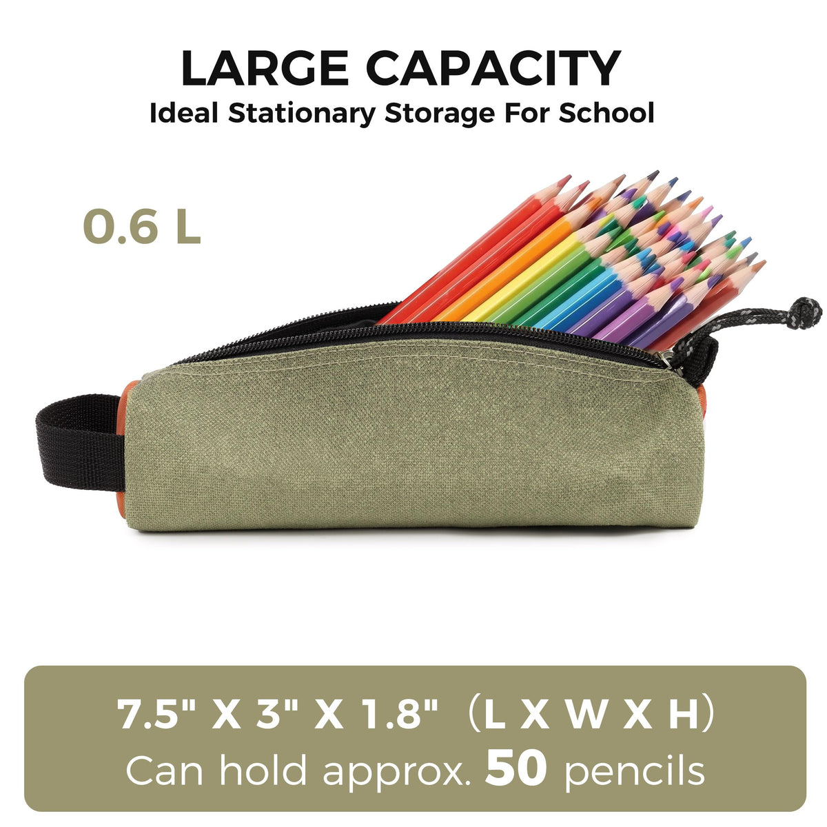 Rough Enough Small Pencil Case Pouch, Stationery Bag for Students, Beige