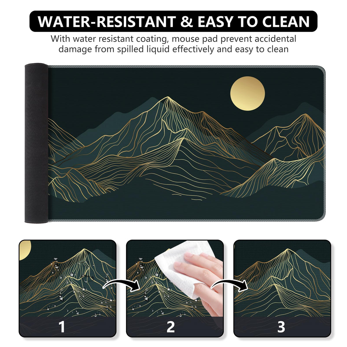 iCasso Large Mouse Pad, XXL Green Mousepad,A-Mountain Cyan Extended